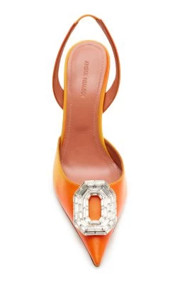 Amina Muaddi Camelia Silk-Satin Slingback Pumps 9 Amina Muaddi Camelia Silk-Satin Slingback Pumps -Lady Fashion Store amina muaddi metallic camelia sling 2