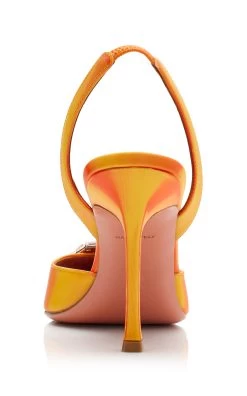 Amina Muaddi Camelia Silk-Satin Slingback Pumps 10 Amina Muaddi Camelia Silk-Satin Slingback Pumps -Lady Fashion Store amina muaddi metallic camelia sling 3