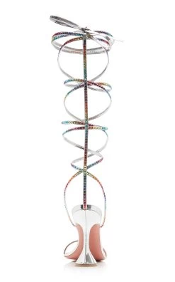 AWGE X Amina Muaddi 'LSD Gladi' Sandals -Lady Fashion Store amina muaddi multi gladi 95mm lace up sandal rainbow crystal 2