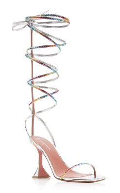 AWGE X Amina Muaddi 'LSD Gladi' Sandals -Lady Fashion Store amina muaddi multi gladi 95mm lace up sandal rainbow crystal 3