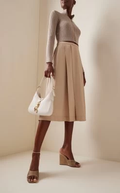 Amina Muaddi Lupita Leather Wedge Sandals