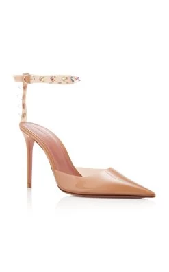 Amina Muaddi Julia Crystal-Embellished PVC Pumps -Lady Fashion Store amina muaddi neutral julia crystal embellished pvc pumps 3