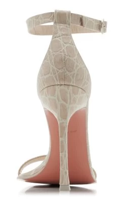 Amina Muaddi Kim Croc-Effect Leather Sandals -Lady Fashion Store amina muaddi neutral kim croc effect leather sandals 4