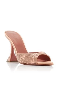 Amina Muaddi Caroline Crystal-Embellished Satin Sandals 9 Amina Muaddi Caroline Crystal-Embellished Satin Sandals -Lady Fashion Store amina muaddi orange caroline crystal slipper 3