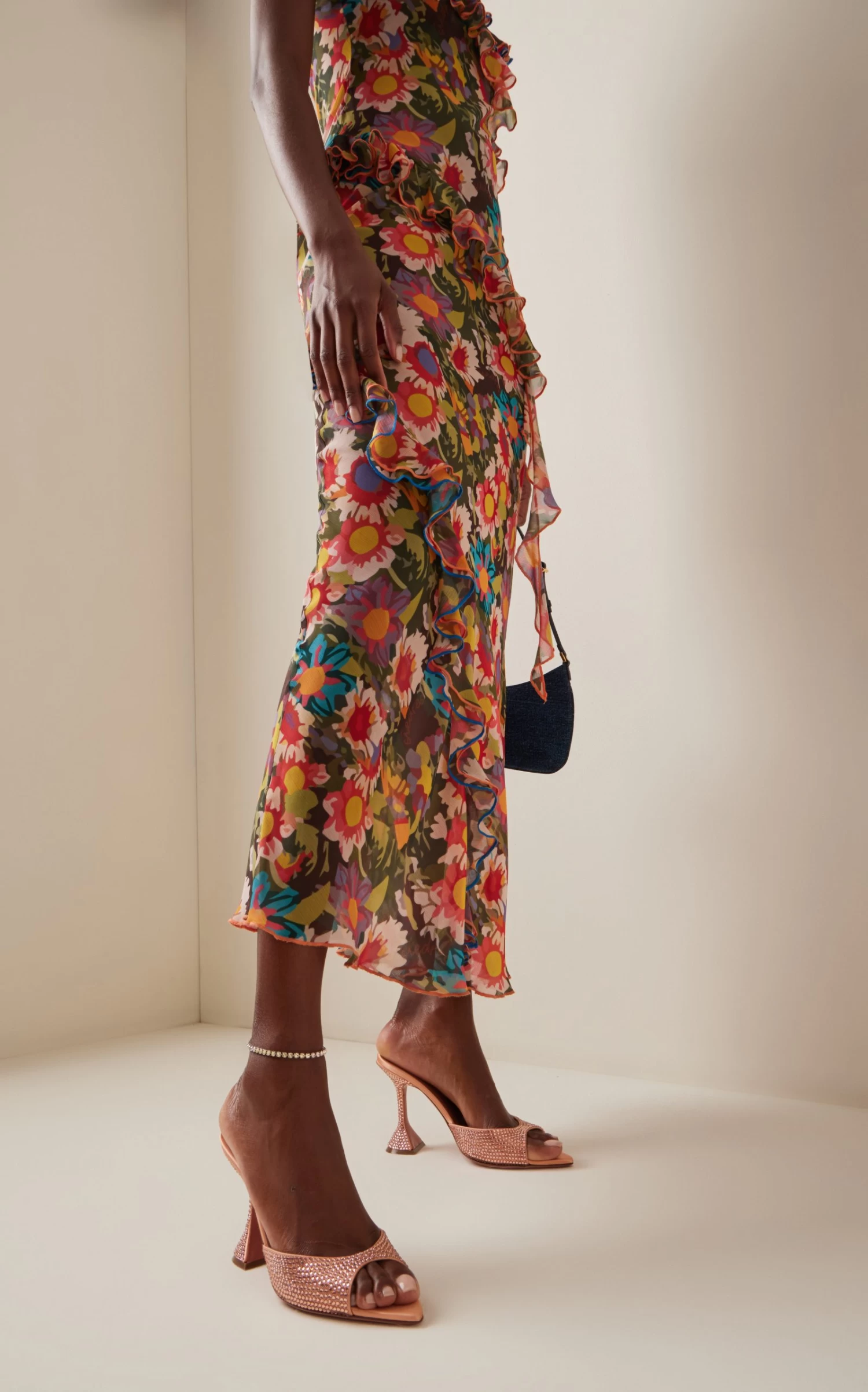 Amina Muaddi Caroline Crystal-Embellished Satin Sandals 3 Amina Muaddi Caroline Crystal-Embellished Satin Sandals