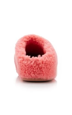 Amina Muaddi Giuly Shearling Slippers -Lady Fashion Store amina muaddi pink giuly slipper 35 25 2