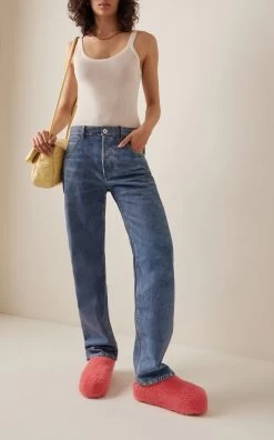 Amina Muaddi Giuly Shearling Slippers