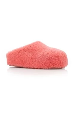 Amina Muaddi Giuly Shearling Slippers -Lady Fashion Store amina muaddi pink giuly slipper 35 25 3
