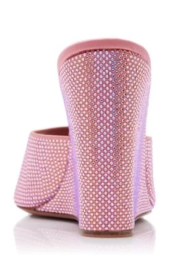 Amina Muaddi Lupita Crystal-Embellished Satin Wedge Sandals -Lady Fashion Store amina muaddi pink lupita crystal embellished satin wedge sandals 2