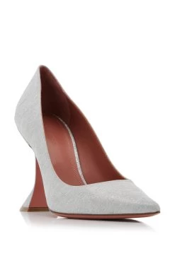 Amina Muaddi Ami Metallic Leather Pumps -Lady Fashion Store amina muaddi silver ami pump 95 3