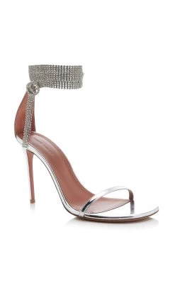 Amina Muaddi Giorgia Crystal Sandals -Lady Fashion Store amina muaddi silver giorgia crystal sandal 105 3