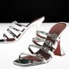 Amina Muaddi Robyn Buckle-Embellished Leather Sandals -Lady Fashion Store amina muaddi silver robyn slipper 95