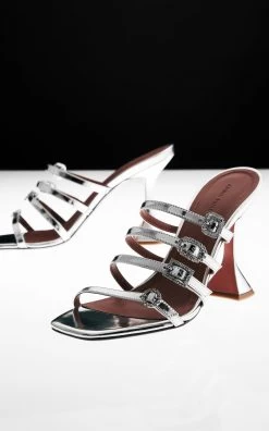 Amina Muaddi Robyn Buckle-Embellished Leather Sandals