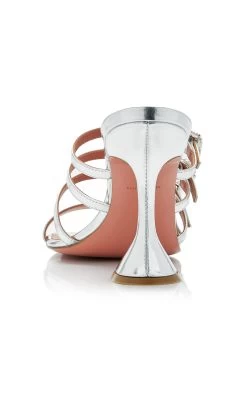 Amina Muaddi Robyn Buckle-Embellished Leather Sandals -Lady Fashion Store amina muaddi silver robyn slipper 95 4