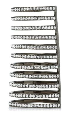 Amina Muaddi Vittoria Crystal-Embellished Silver-Tone Cuff 8 Amina Muaddi Vittoria Crystal-Embellished Silver-Tone Cuff -Lady Fashion Store amina muaddi silver vittoria bangle 2