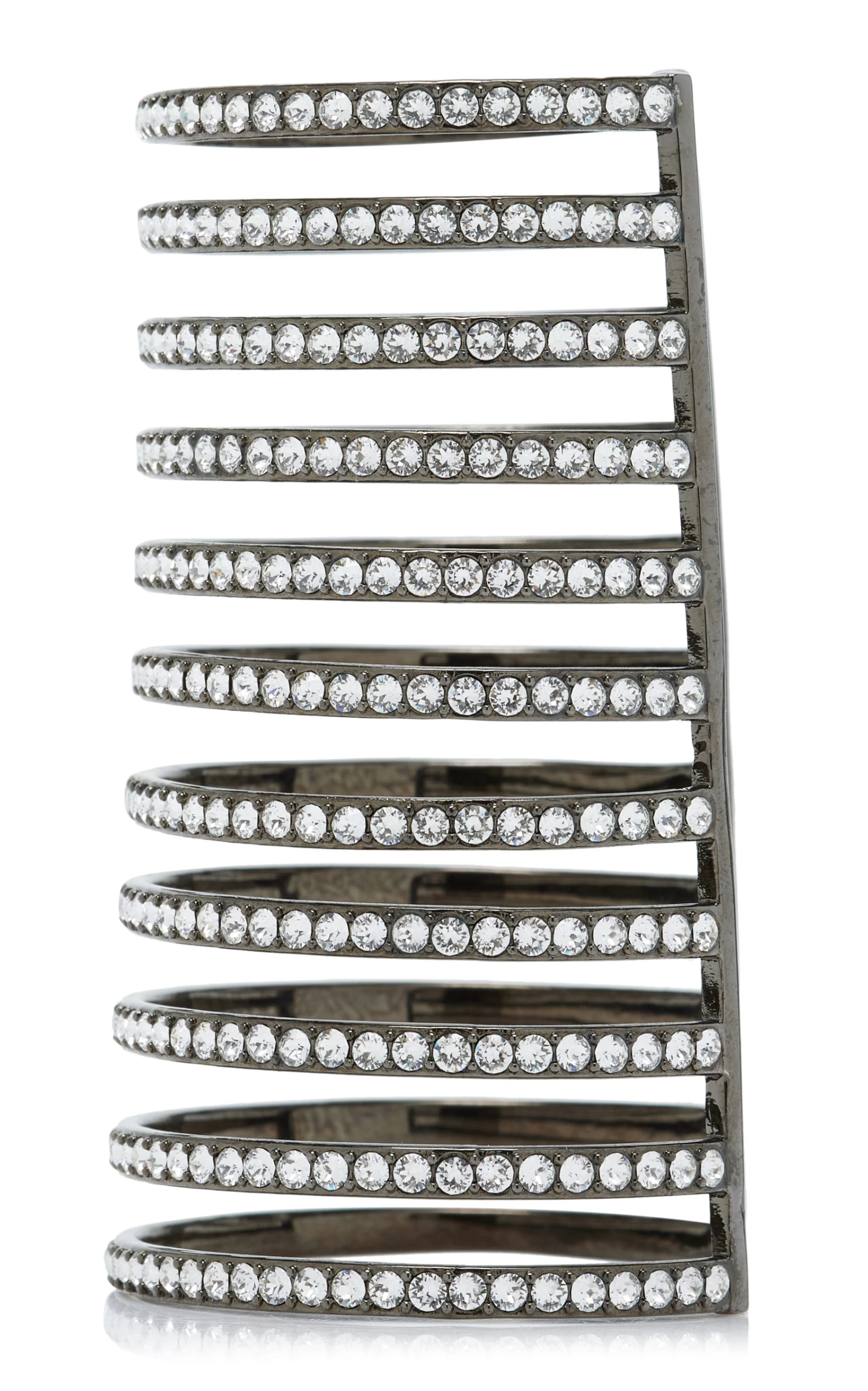 Amina Muaddi Vittoria Crystal-Embellished Silver-Tone Cuff 5 Amina Muaddi Vittoria Crystal-Embellished Silver-Tone Cuff - Image 3