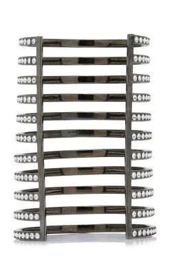 Amina Muaddi Vittoria Crystal-Embellished Silver-Tone Cuff 9 Amina Muaddi Vittoria Crystal-Embellished Silver-Tone Cuff -Lady Fashion Store amina muaddi silver vittoria bangle 3