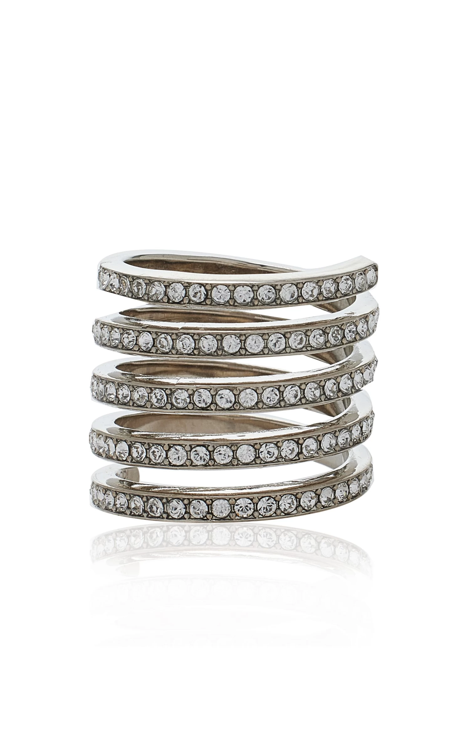 Amina Muaddi Vittoria Crystal-Embellished Silver-Tone Ring 5 Amina Muaddi Vittoria Crystal-Embellished Silver-Tone Ring - Image 3