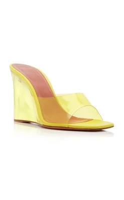 Amina Muaddi Lupita PVC Wedge Sandals -Lady Fashion Store amina muaddi yellow lupita pvc wedge sandals 3