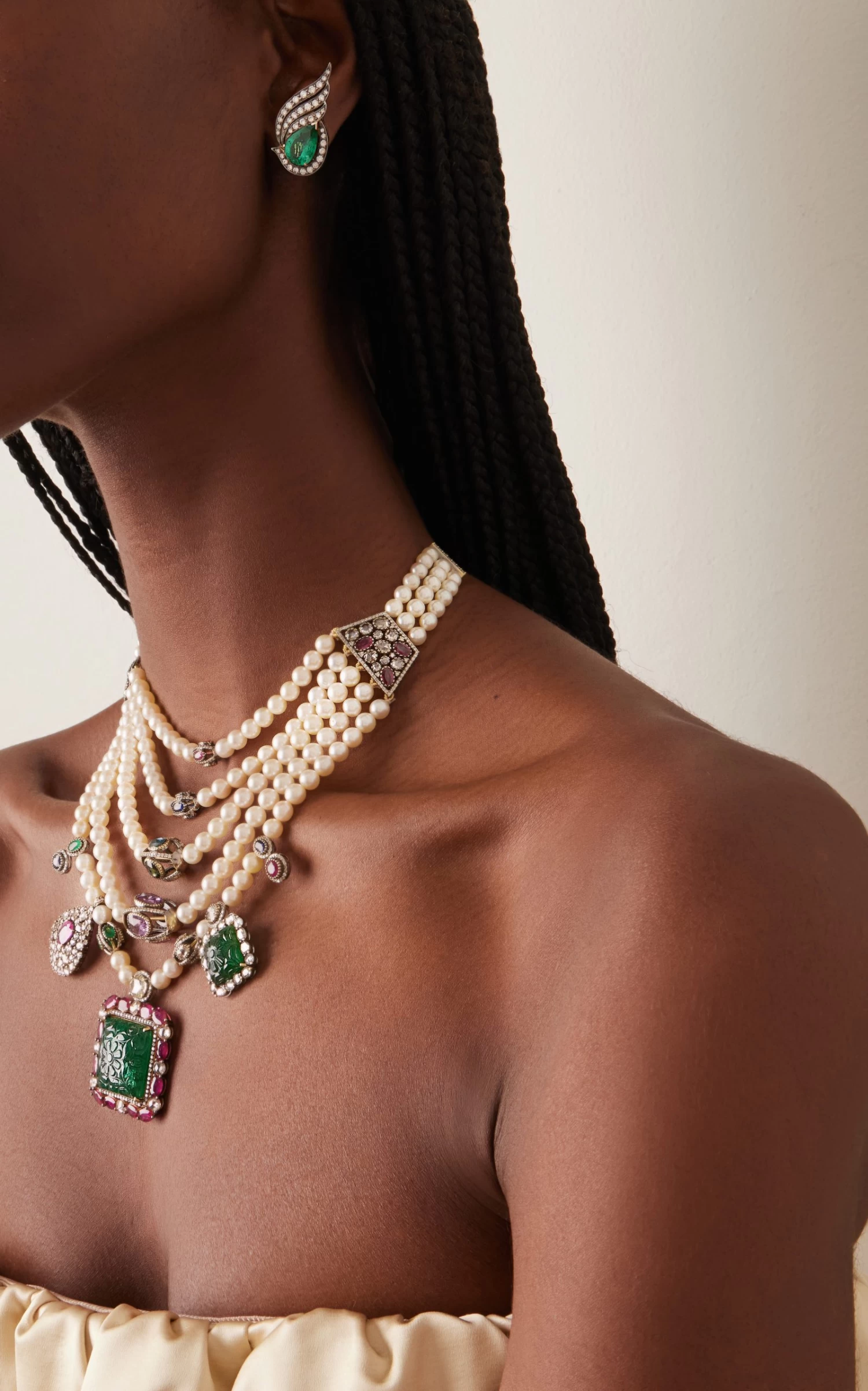 One Of A Kind 18K Yellow Gold Emerald & Diamond Stud Earrings 3 One Of A Kind 18K Yellow Gold Emerald & Diamond Stud Earrings