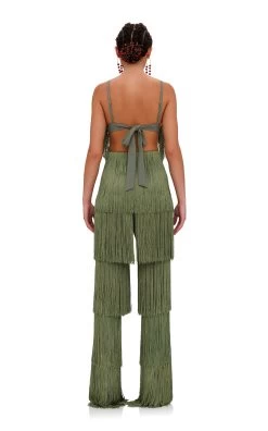Obi Fringed Bra Top -Lady Fashion Store andrea lyamah green obi fringed bra top 3