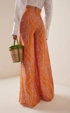 Ralia Linen Wide-Leg Pants -Lady Fashion Store andres otalora print ralia linen cropped pants 2