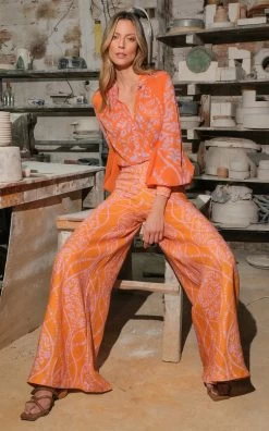 Ralia Linen Wide-Leg Pants -Lady Fashion Store andres otalora print ralia linen cropped pants 3