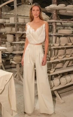 Kentia Pleated Silk Organza Top -Lady Fashion Store andres otalora white kentia pleated silk organza top 3