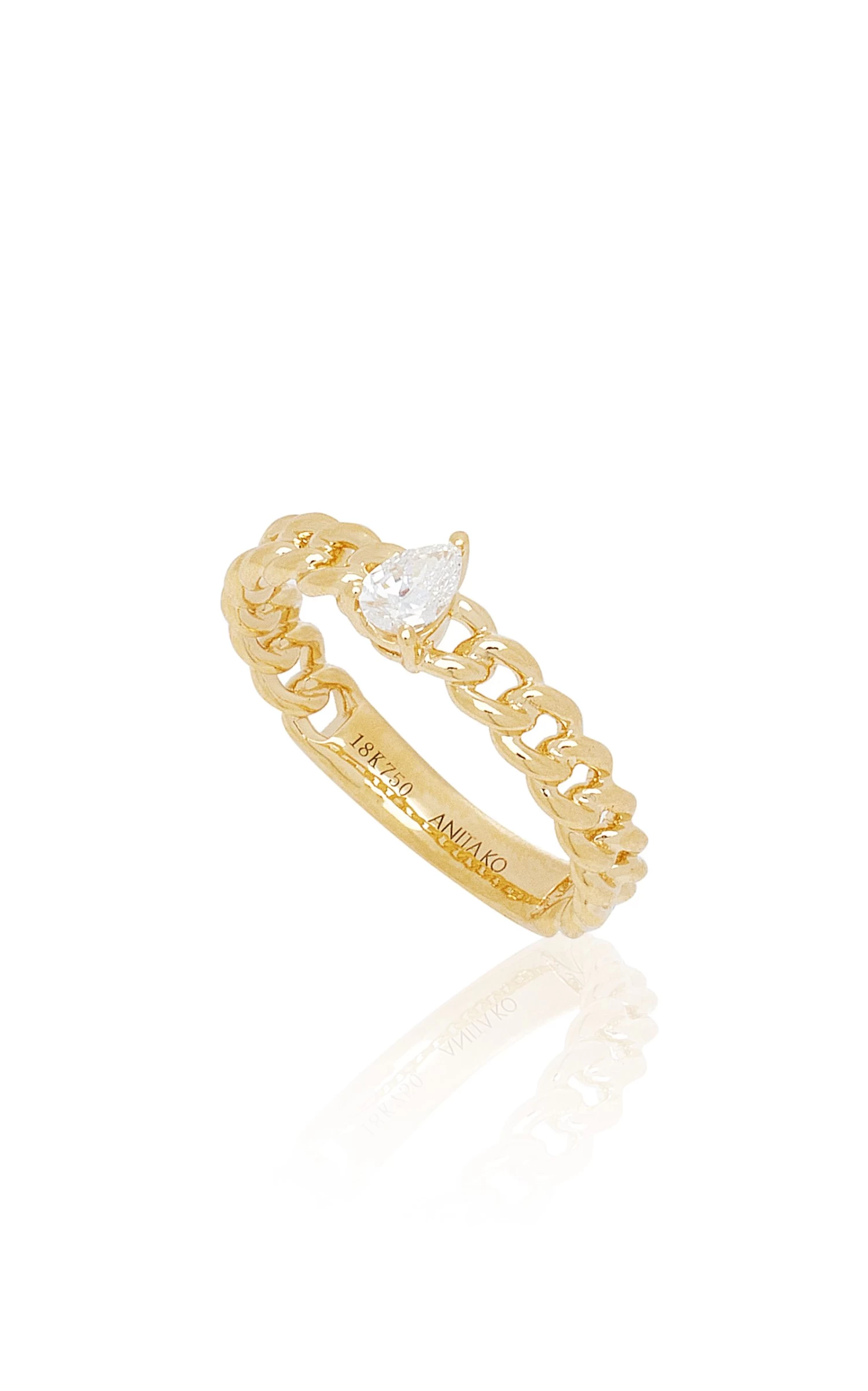 18K Yellow Gold Diamond Chain Link Ring 5 18K Yellow Gold Diamond Chain Link Ring - Image 3