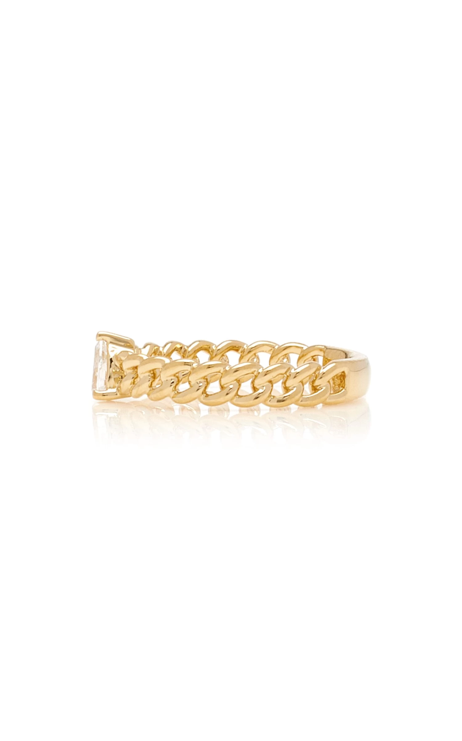 18K Yellow Gold Diamond Chain Link Ring 6 18K Yellow Gold Diamond Chain Link Ring - Image 4