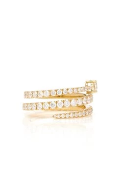 18K Yellow Gold Diamond Coil Ring -Lady Fashion Store anita ko gold 18k yellow gold diamond coil ring 2 3
