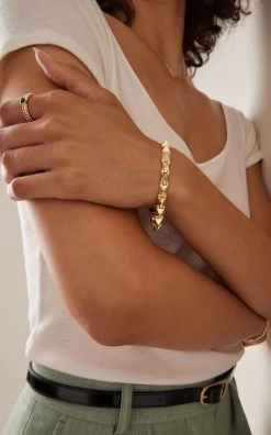 Small Spike 18K Yellow Gold Diamond Bracelet