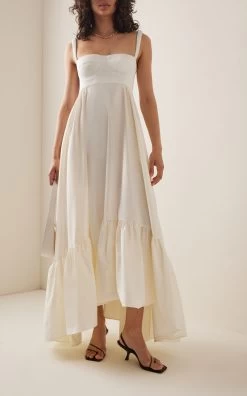 Snowdrop Asymmetric Cotton-Blend Maxi Dress