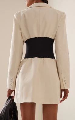 Willa Cotton-Blend Blazer Dress -Lady Fashion Store anna quan white willa blazer dress 2