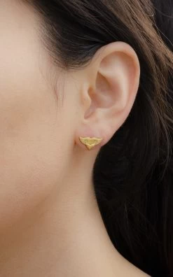 Flying Heart 18K Yellow Gold Earrings