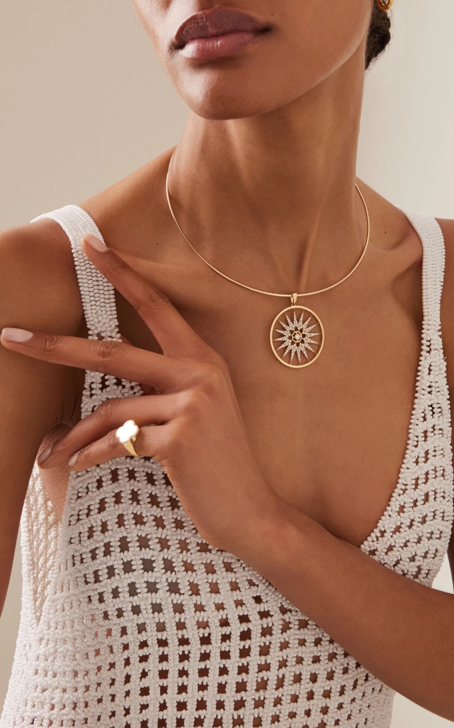 18K Gold Pave Diamond Florence Pendant 3 18K Gold Pave Diamond Florence Pendant