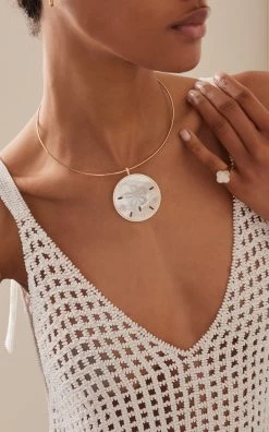 18K Gold Diamond Sand Dollar Pendant