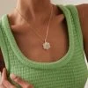 18K Gold Diamond Fleur Charm Necklace -Lady Fashion Store ashley mccormick white fleur charm necklace