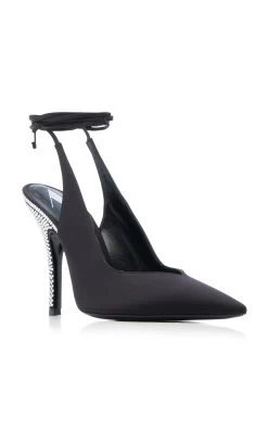 Venus Crystal-Embellished Satin Pumps -Lady Fashion Store attico black venus satin slingback pumps 2