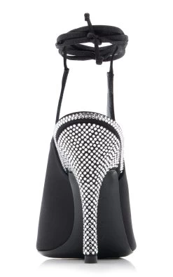Venus Crystal-Embellished Satin Pumps -Lady Fashion Store attico black venus satin slingback pumps 3