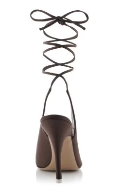 Venus Lace-Up Satin Pumps -Lady Fashion Store attico brown venus slingback 3