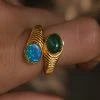 Sasha 24k Gold Vermeil, Onyx & Opal Ring 2 Sasha 24k Gold Vermeil, Onyx & Opal Ring -Lady Fashion Store aureum gold sasha 24k gold vermeil onyx opal ring