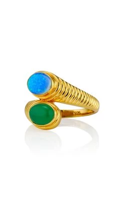 Sasha 24k Gold Vermeil, Onyx & Opal Ring -Lady Fashion Store aureum gold sasha 24k gold vermeil onyx opal ring 2