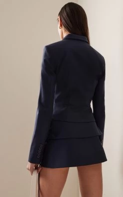 Eury Tailored Wool Shirt Jacket -Lady Fashion Store aya muse navy eury tailored wool shirt jacket 2