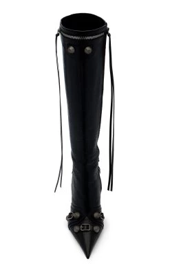 Balenciaga Cagole Leather Knee Boots -Lady Fashion Store balenciaga black cagole boot h90 1