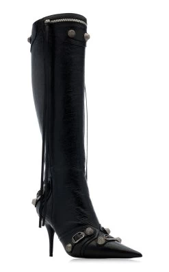 Balenciaga Cagole Leather Knee Boots -Lady Fashion Store balenciaga black cagole boot h90 3
