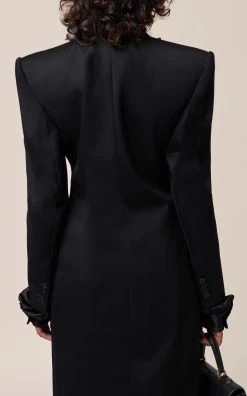 Balenciaga Wool Gabardine Double-Breasted Hourglass Coat -Lady Fashion Store balenciaga black dry wool gabardine db hourglass coat 2