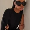 Balenciaga Swift Wrap-Around Oval Acetate Sunglasses -Lady Fashion Store balenciaga black geometrical directional 2