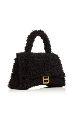 Balenciaga Hourglass Small Shearling Top Handle Bag -Lady Fashion Store balenciaga black hour top han s w st 2
