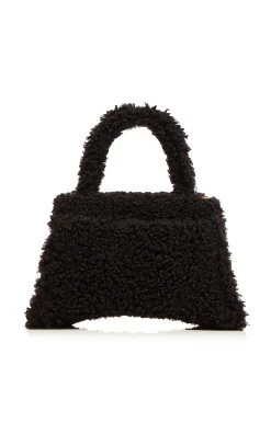 Balenciaga Hourglass Small Shearling Top Handle Bag -Lady Fashion Store balenciaga black hour top han s w st 3